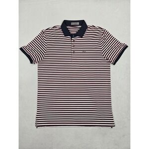 G/Fore Mens Golf Polo Shirt Perforated Tech Size Large Red‎ Stripe Button Down